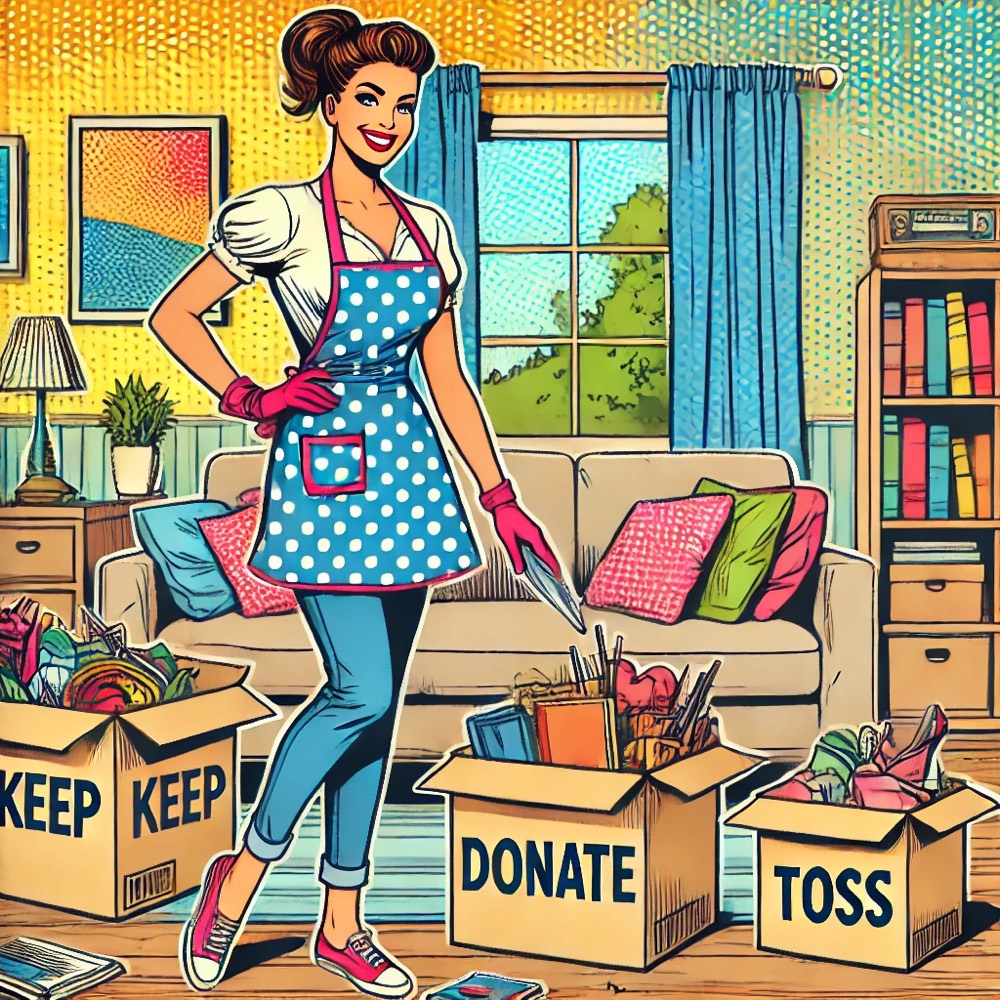 Illustrazione MammaExpress a tema decluttering e riordino
